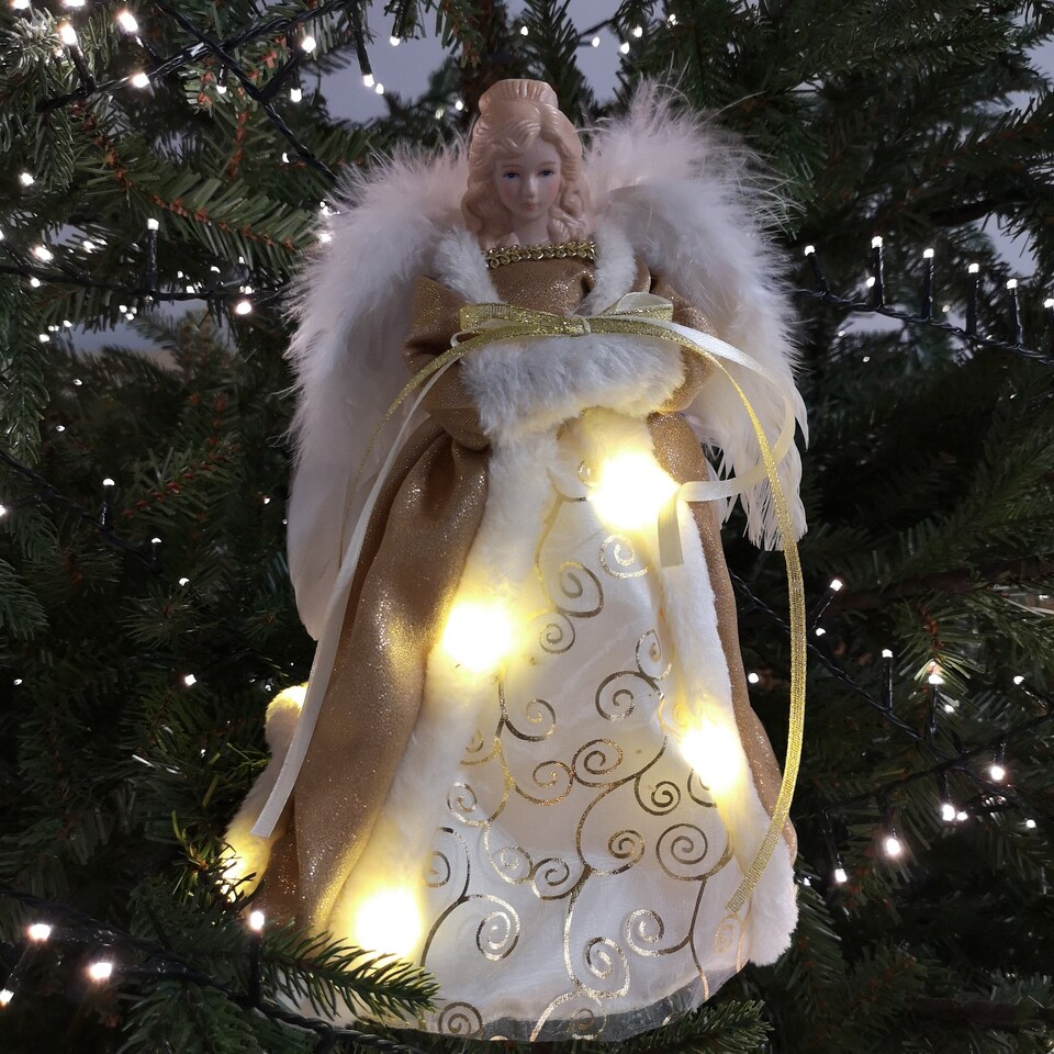 image 1 of 30cm Premier Gold Angel Lit Tree Topper With Warm White LEDs