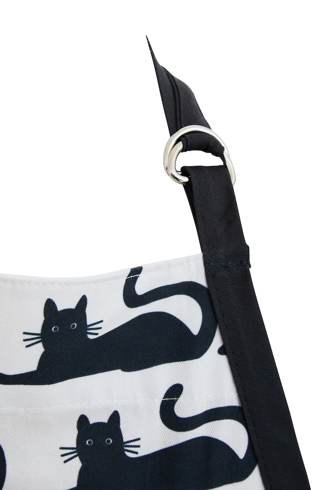 image 1 of Orsina Black & White Kitchen Apron with White Neck, Cooking Apron for Men. Women, Apron with Stripe Pattern Design