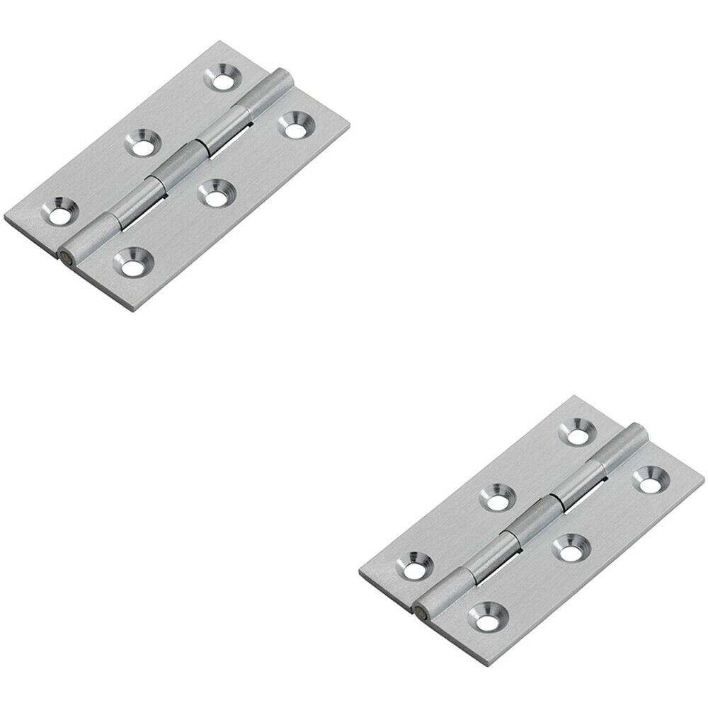 Loops 2x PAIR 64 x 35 x 2mm Cabinet Hinge Satin Chrome Small Cupboard Door