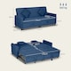 image 3 of HOMCOM Sectional Sofa Bed, L-Shaped 3 Seater Sofa Bed, Reversible Sleeper Sofa with Pull Out Couch Bed, Cushions, Fabric Futon Sofa Bed for Living Room, Blue