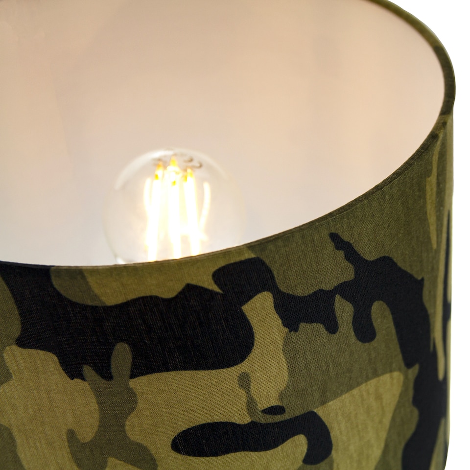 image 1 of Stylish Green and Black Army Camouflage Drum 10 Inch Lampshade for Table or Pendant | Green