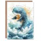image 1 of 3rd Cute Whale Wave Jump Illustration Kids Age 3 Year Old Child Birthday Card