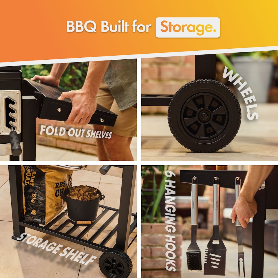 image 1 of VonHaus Charcoal BBQ with Accessories, XL American Barbecue
