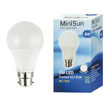 ValueLights 4 Pack B22 White Plastic GLS LED 6W Cool White 6500K 500lm Light Bulb