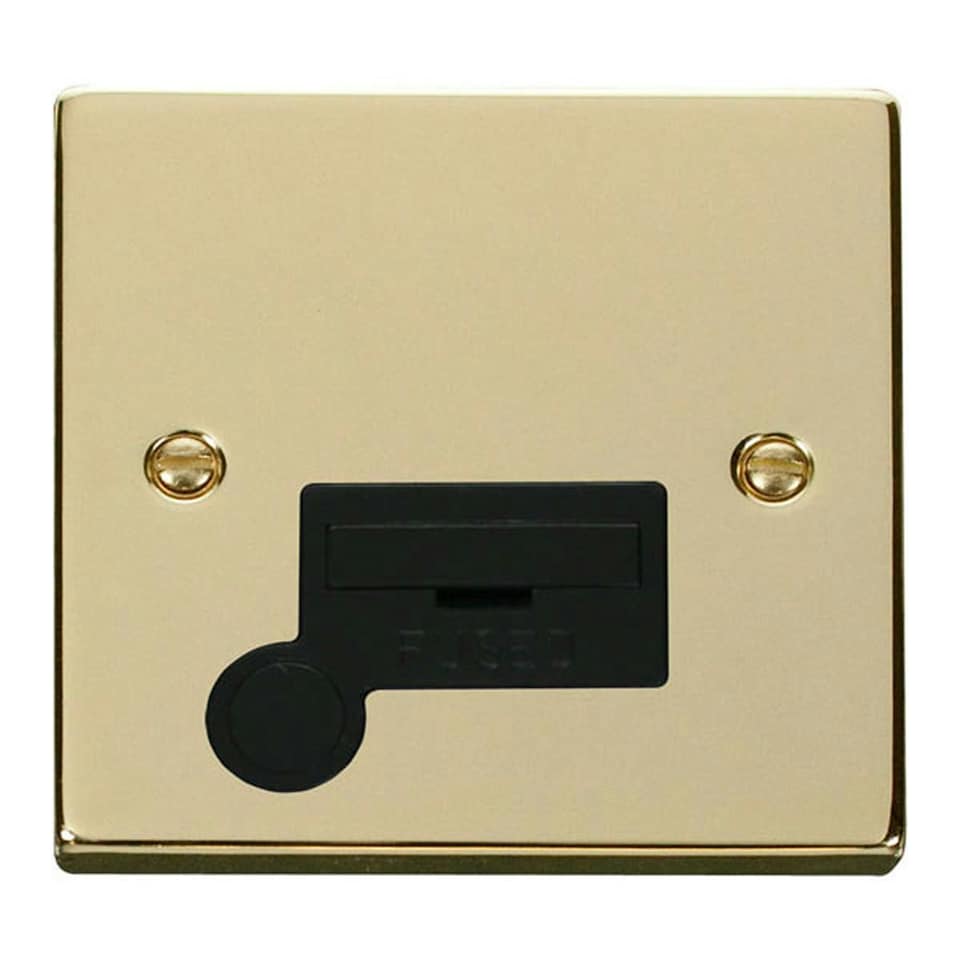 SE HOME Polished Brass 13A Fused Connection Unit With Flex Black | Polished Brass
