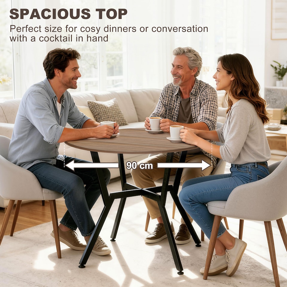 image 1 of HOMCOM Small Kitchen Table with Black Steel Legs, Dining Table, Brown