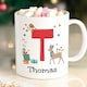 image 3 of Personalised Initial Reindeer Christmas Plastic Mug