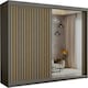 image 1 of Modern Vertical Panelled Sliding Wardrobe 150cm | White/Black/Grey/Oak 2-Door Bedroom Storage Grey | (Oak Strip) 150cm 