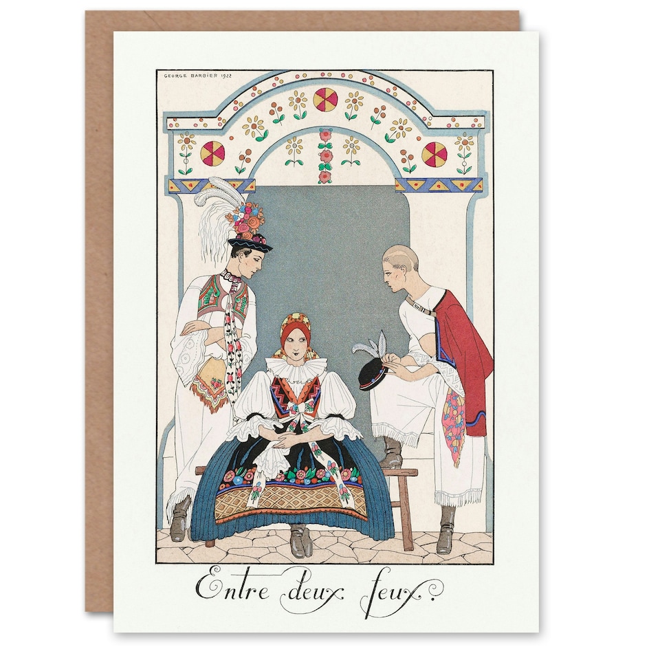 image 1 of George Barbier Art Card Between Two Flames Vintage Czech Fashion