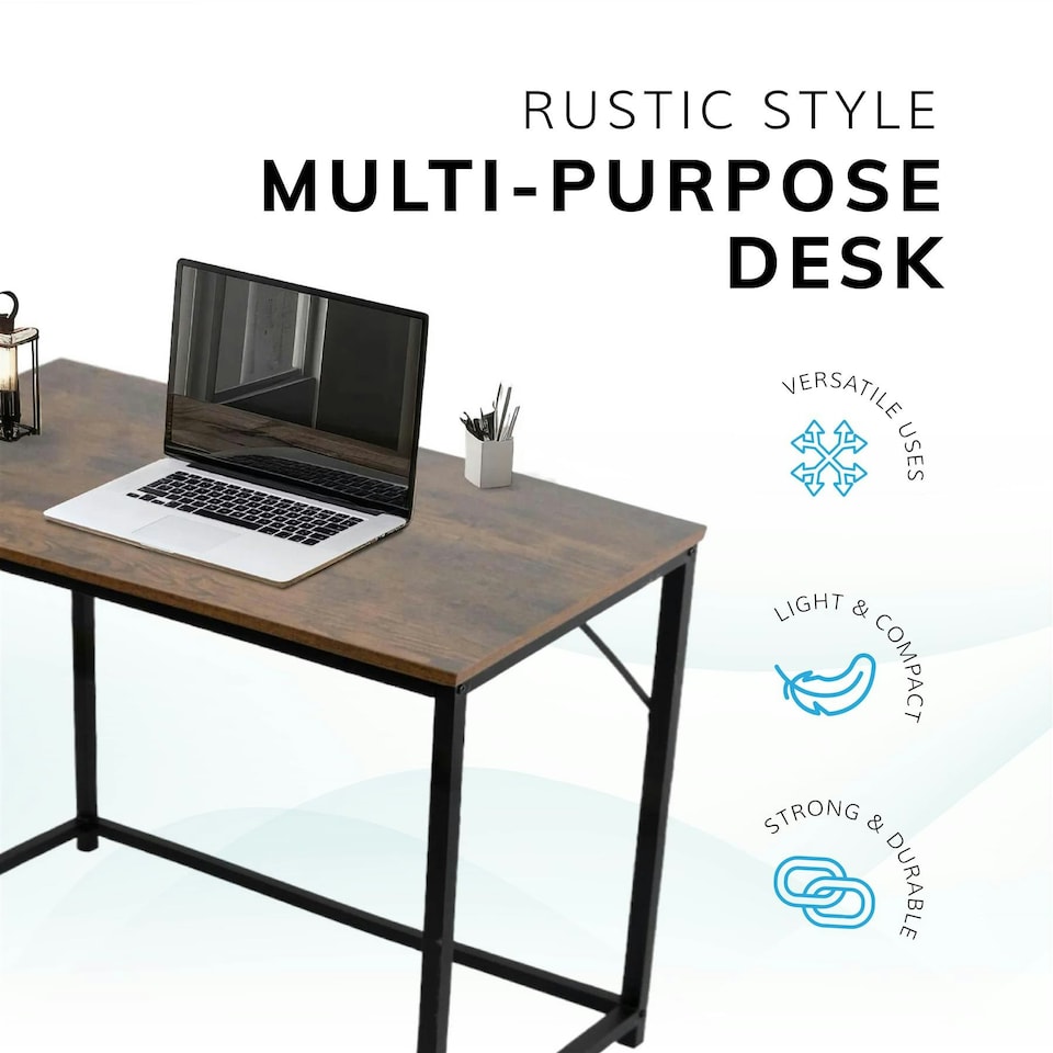image 1 of Desk Computer PC Laptop Home Office Work desk, Study Writing Brown Rustic Style 80cm Brown
