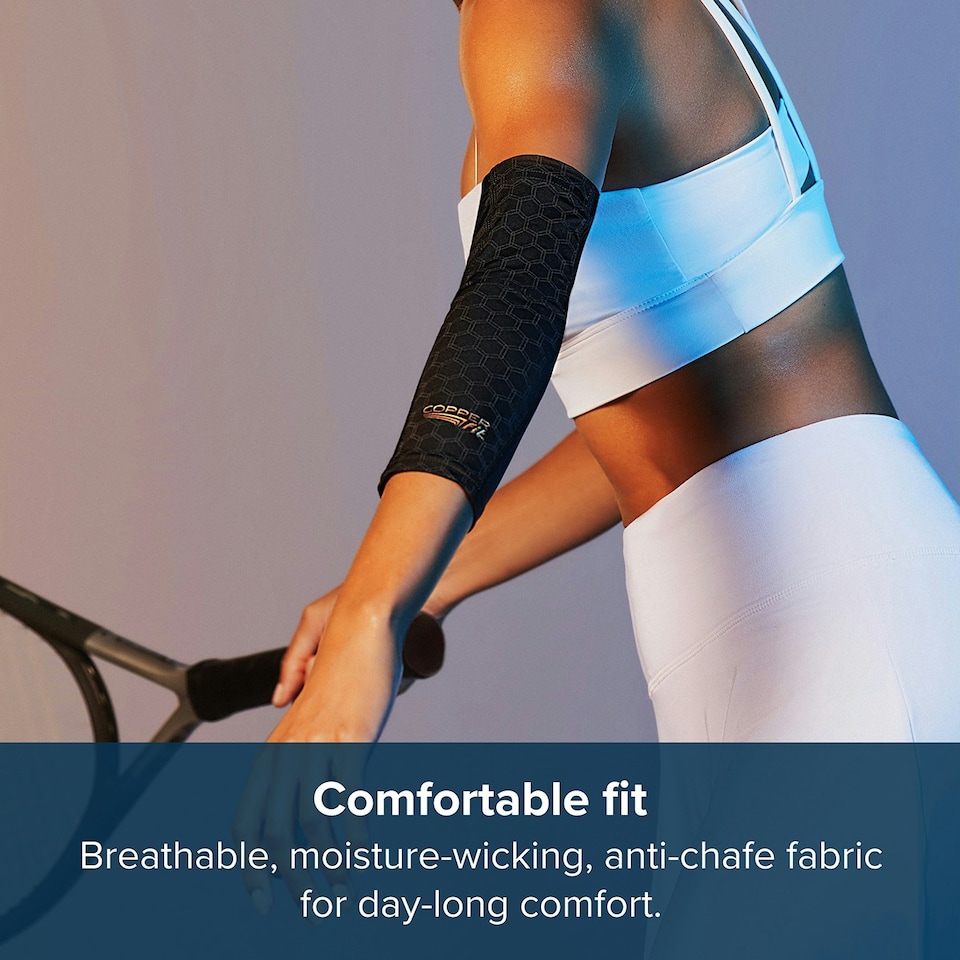 image 1 of Copper Fit Freedom Elbow Compression Sleeve (Large) Black | L