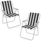 image 1 of Garden Patio Metal Folding Spring Deck Chairs Camping Beach Picnic Outdoor Seats | Black | 2 x Black & White Stripe