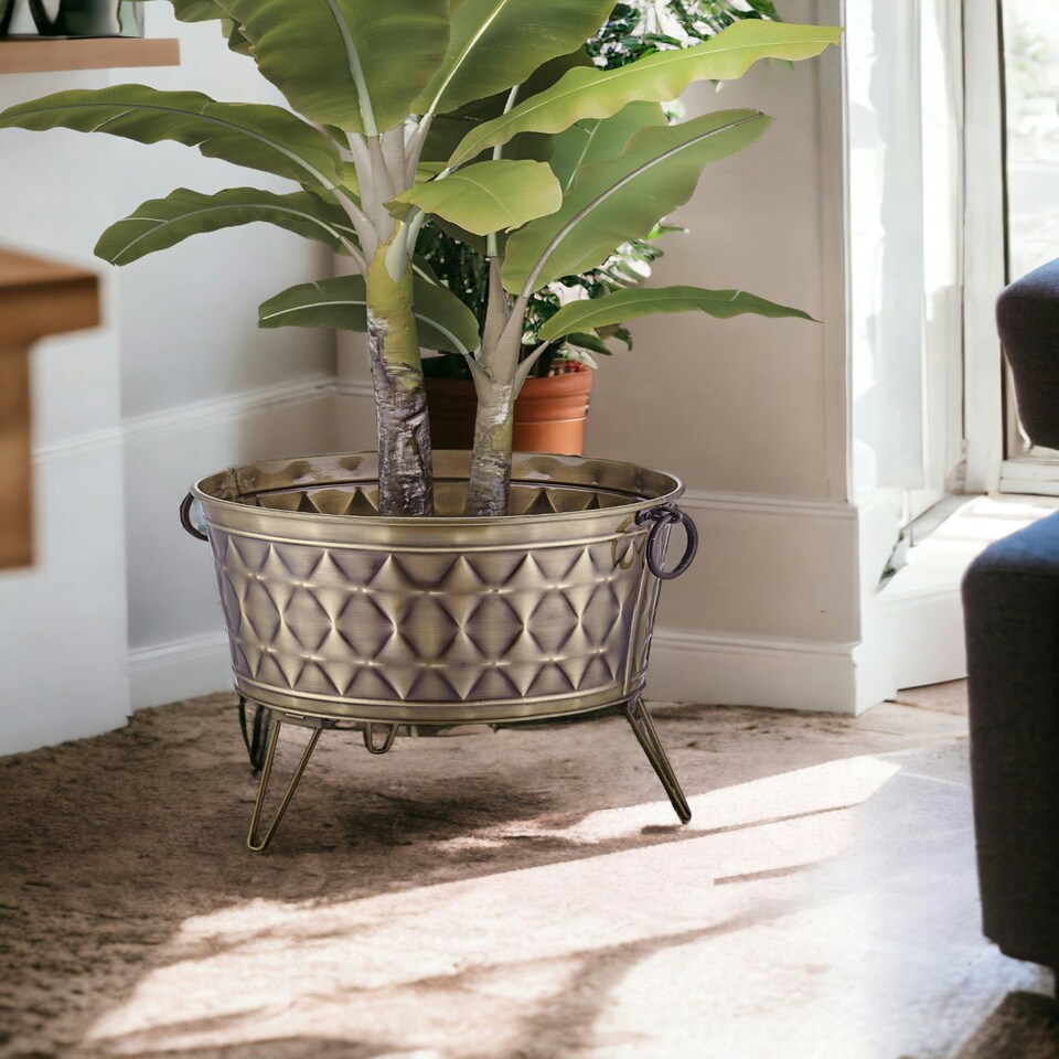 image 1 of Prizma Collection Foldable Gold Plant Pot - 45 cm (H) x 43 cm (Dia)