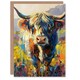 image 1 of Highland Cow Scottish Oil Painting For Him Birthday Card