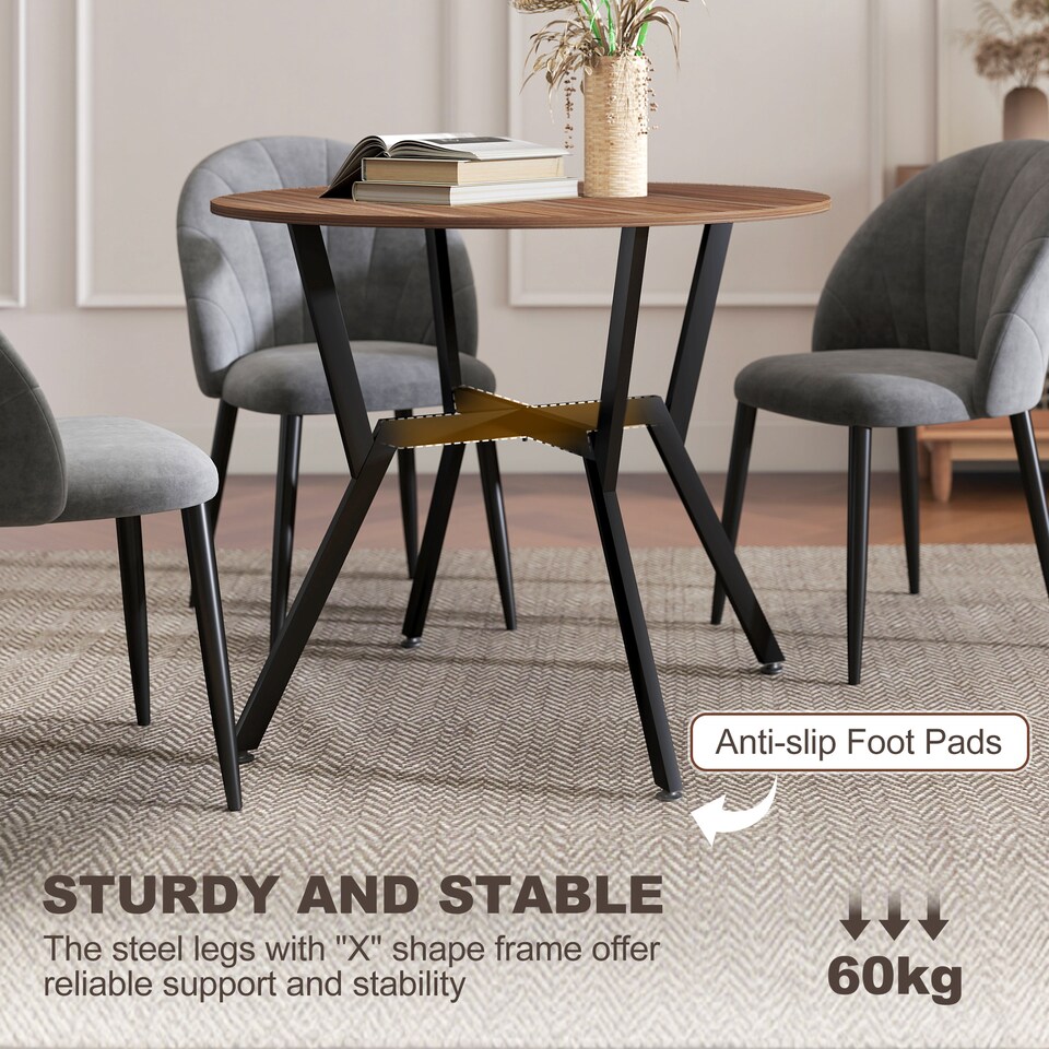 image 1 of HOMCOM Small Kitchen Table with Black Steel Legs, Dining Table, Brown