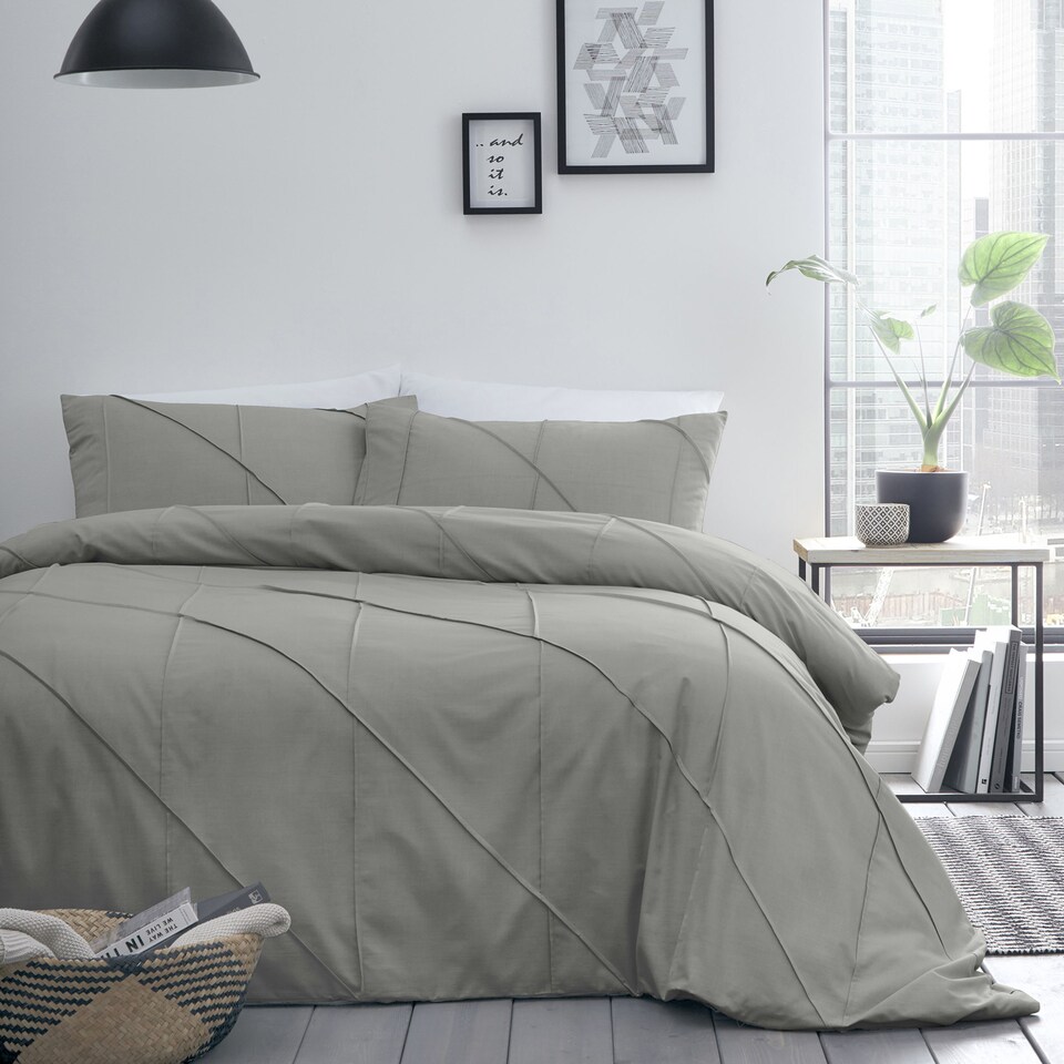 image 1 of Serene Dart Duvet Cover Set Grey