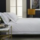 image 2 of Hampstead 100% Cotton Duvet Cover Set – 200 Thread Count with Inserted Ribbon & Oxford Pillowcases Silver | White | Double