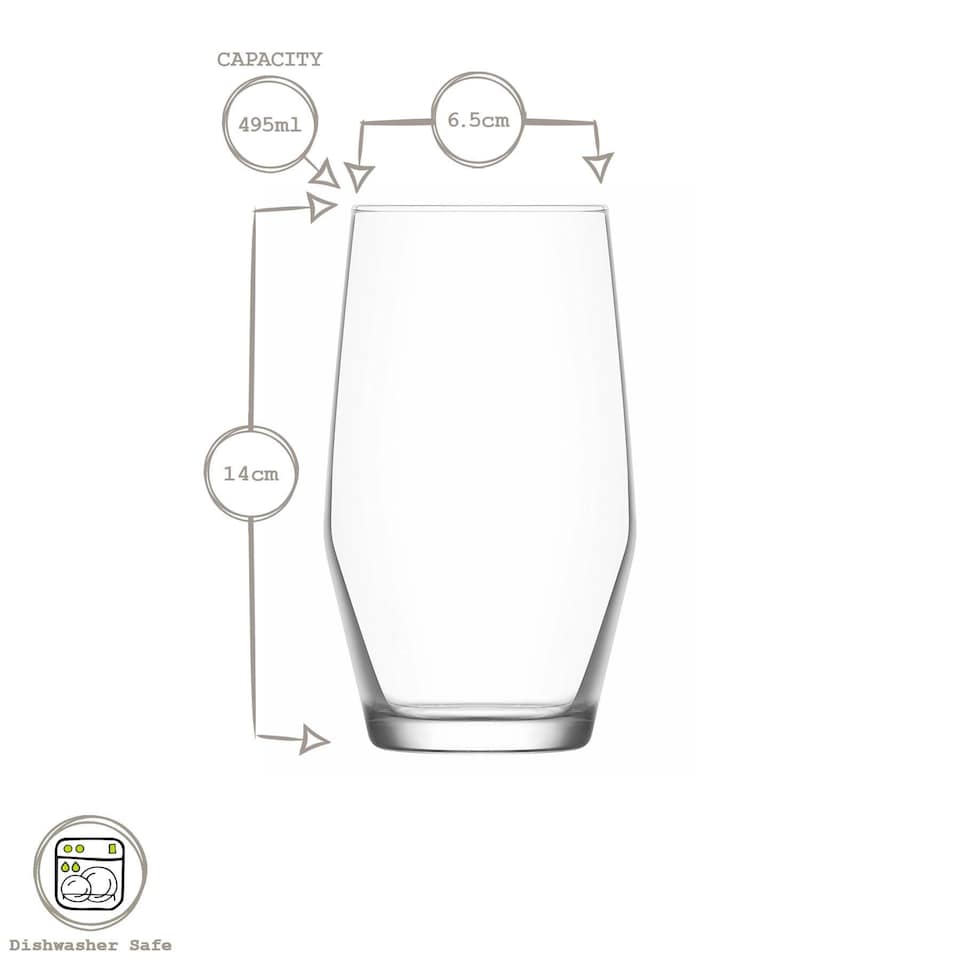 image 1 of LAV Ella Highball Glasses - 495ml - Clear - Pack of 6 | Clear | Clear