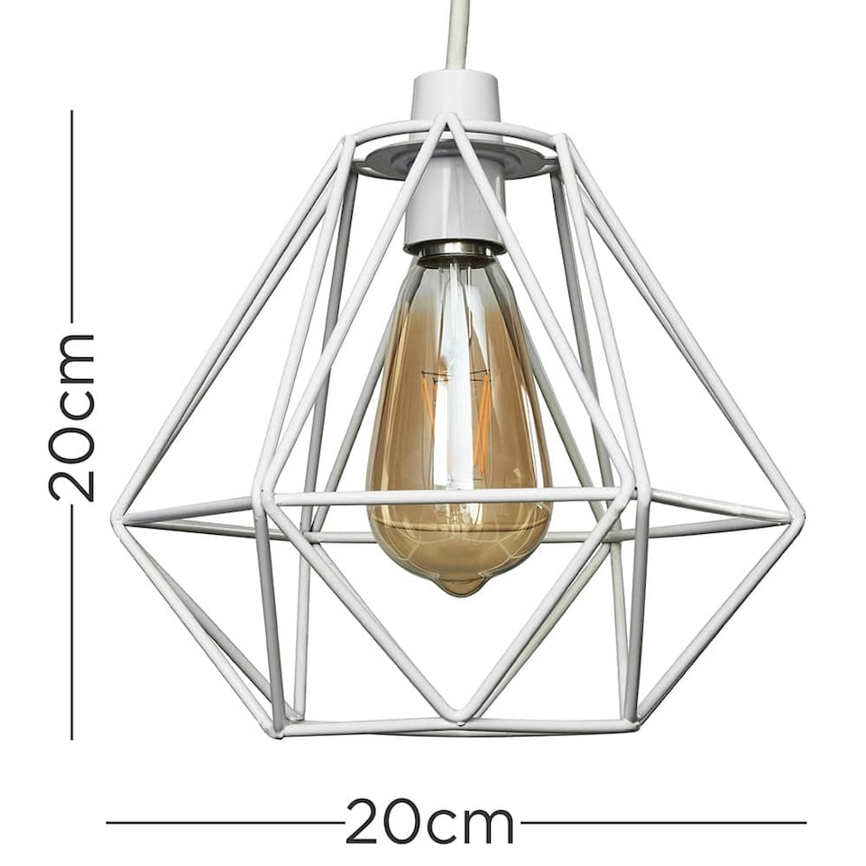 image 1 of ValueLights Diablo White Metal Basket Cage Ceiling Pendant Light Shade | White