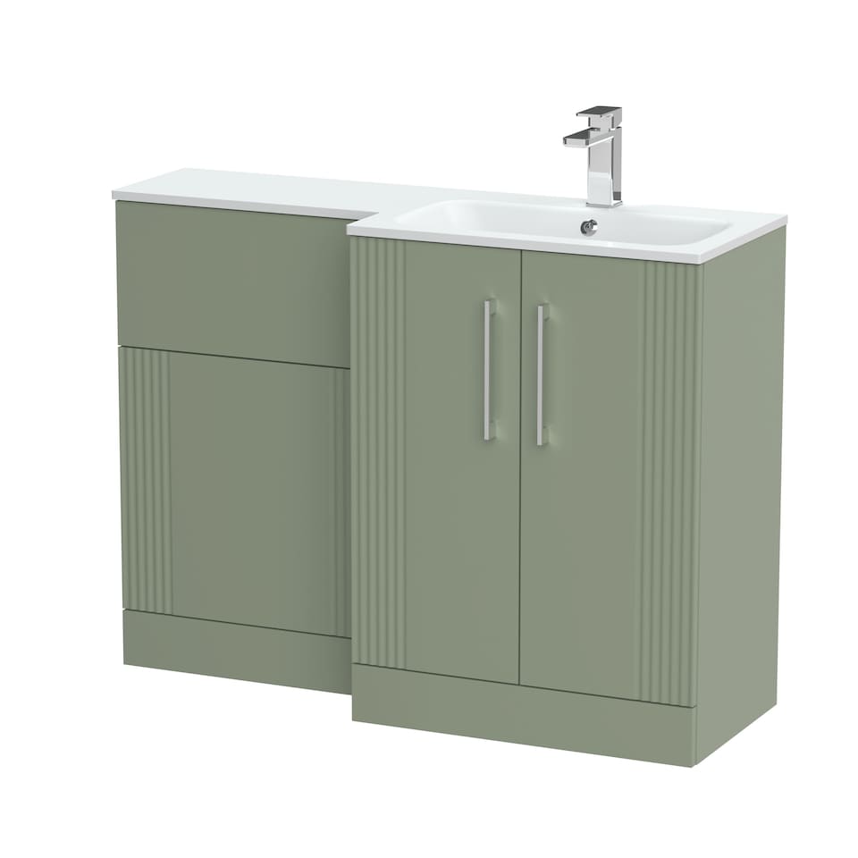 image 1 of Balterley Belvide 2 Door Vanity WC Combi Unit and Stone Basin, RH, 1100mm, Green