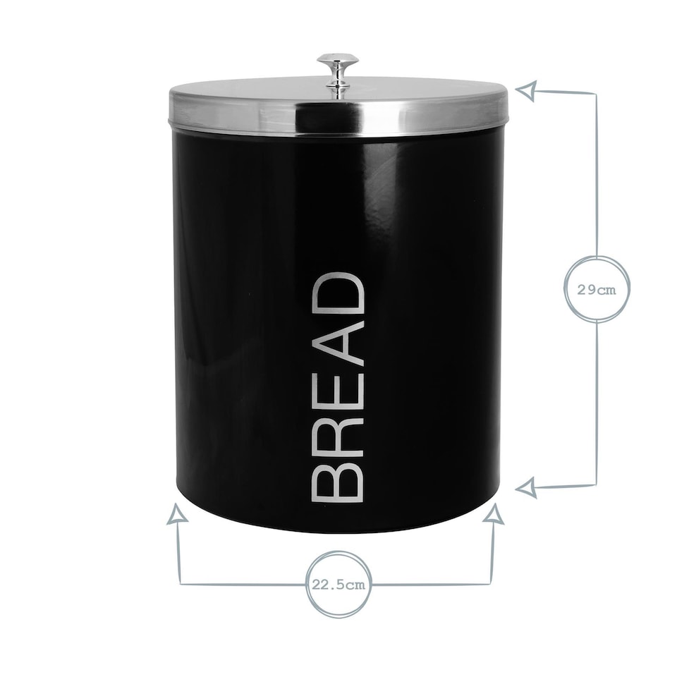 image 1 of Harbour Housewares Round Metal Kitchen Bread Bin - Black