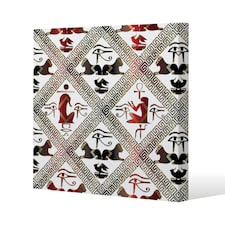 Egyptian Hieroglyphs in Red & Black (Canvas Print) 90 x 90 x 4cm