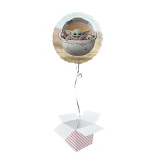 Baby Yoda Grogu The Child Star Wars Mandalorian Round Foil Helium Balloon - Inflated Balloon in a Box