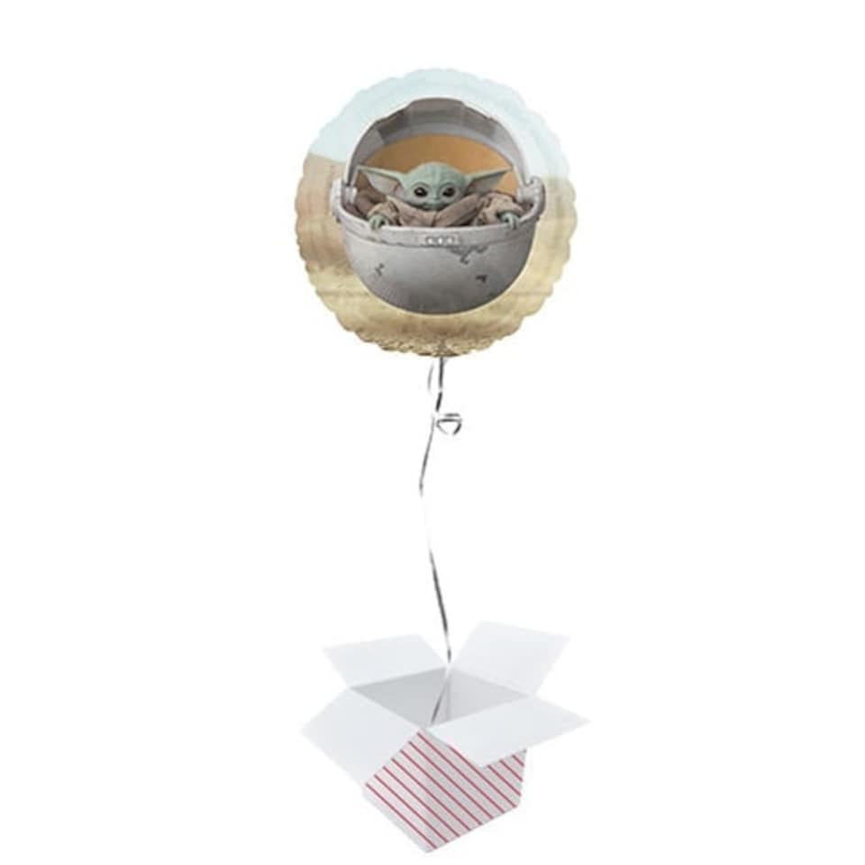 Baby Yoda Grogu The Child Star Wars Mandalorian Round Foil Helium Balloon - Inflated Balloon in a Box