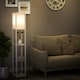 image 2 of HOMCOM Floor Lamp Reading Lamp with 3-Tier Storage Shelf for Home Office White