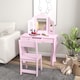 image 2 of AIYAPLAY Kids Dressing Table Set Make up w Stool, Drawer, for Playroom | Pink