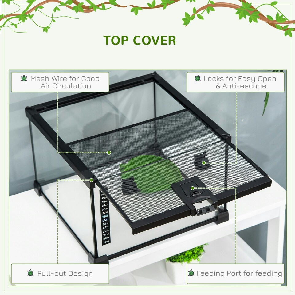 image 1 of PawHut Glass Reptile Terrarium Habitats for Lizards, Frogs, Snake 30 x 30 x 20cm
