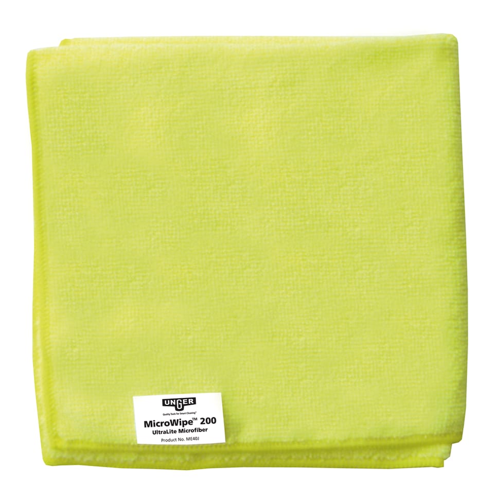 image 1 of Cleaner Cloth Microfibre Cloths 10 Pack Yellow 40x40cm Washable 200x Kitchen, Bathroom, Car & Window Cleaning by UNGER