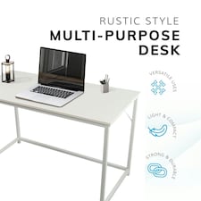 Desk Computer PC Laptop Home Office Work desk 100cm, Study White Rustic Style White