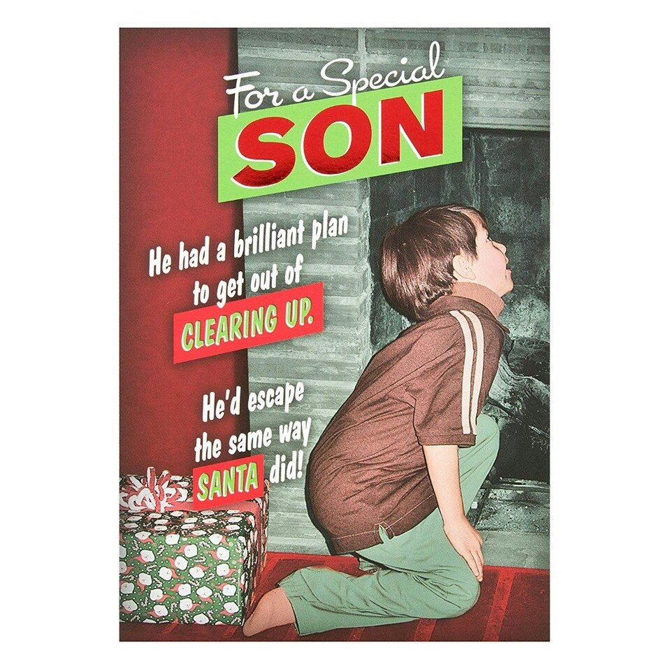 image 1 of Son Christmas Card 'Clearing Up'