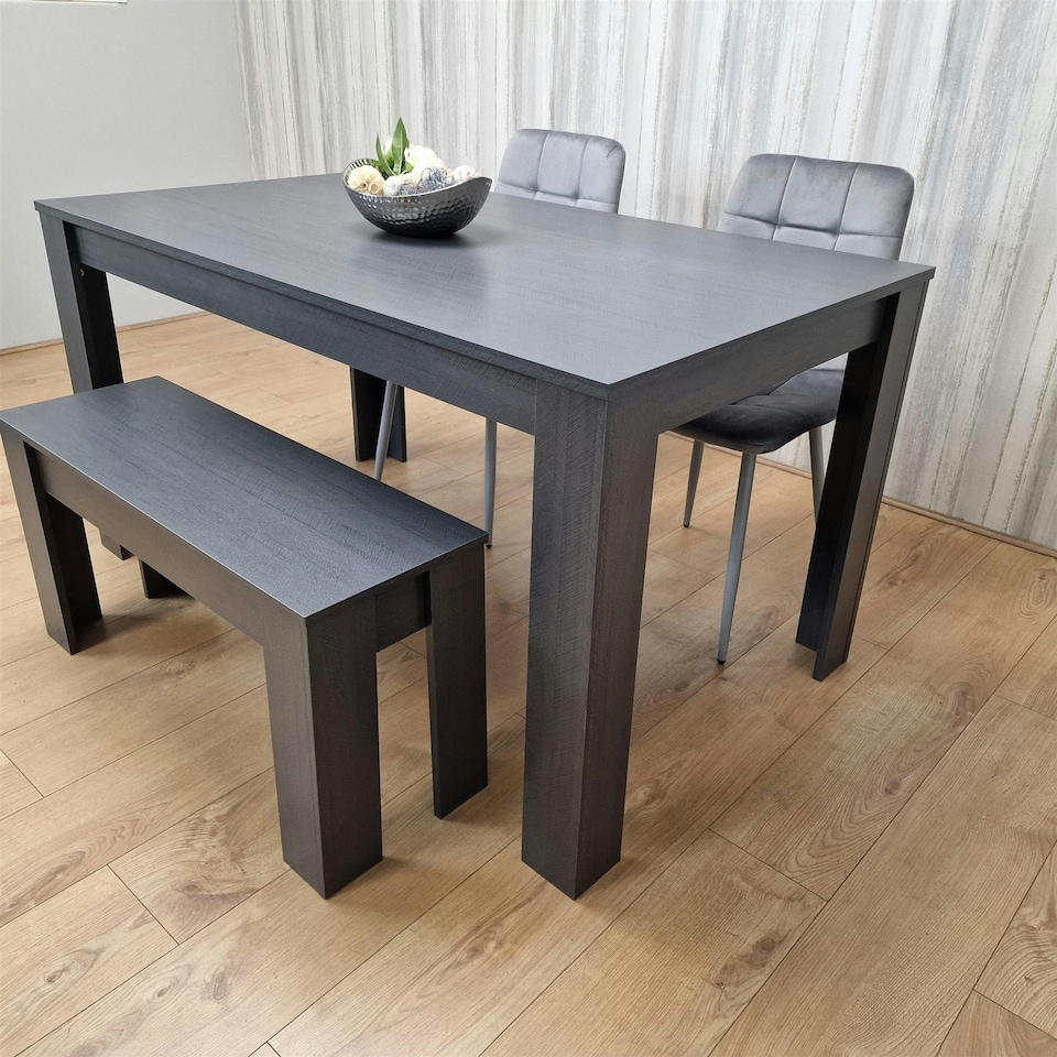 image 1 of Dining Table Set with 2 Chairs Dining Room and Kitchen table set of 2,and Bench Grey