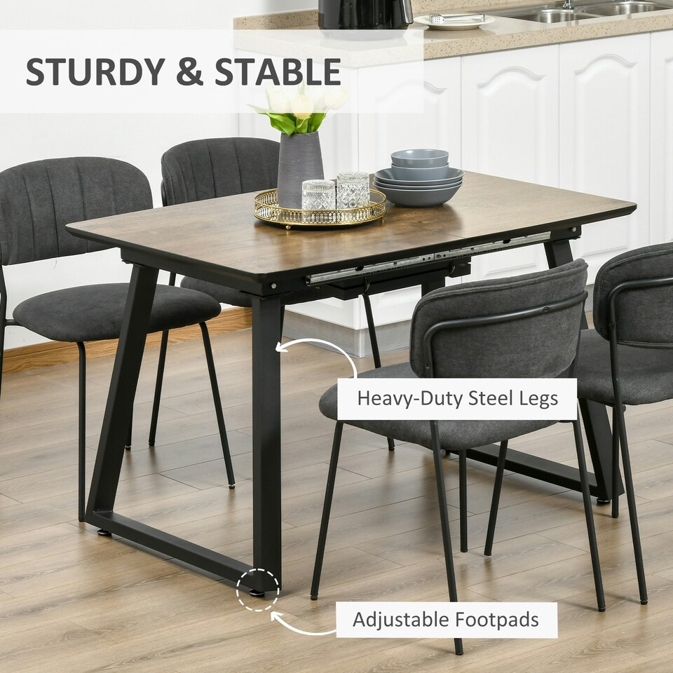 image 1 of HOMCOM Extendable Dining Table Rectangular Wood Effect Tabletop