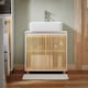 image 4 of SoBuy Under Sink Cabinet with 2 Bamboo Slatted Doors, White, 23.6x13.0x23.6 in, 11.5 kg - BZR125-W