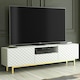 image 7 of White TV Unit 180cm Diamond Fronts Gold Legs Modern Media Cabinet White