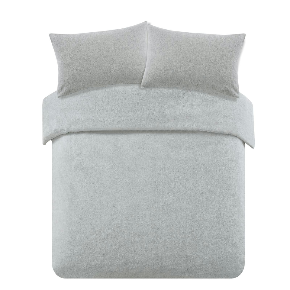 image 1 of OHS Teddy Duvet Cover with Pillowcase Set, Double - Silver