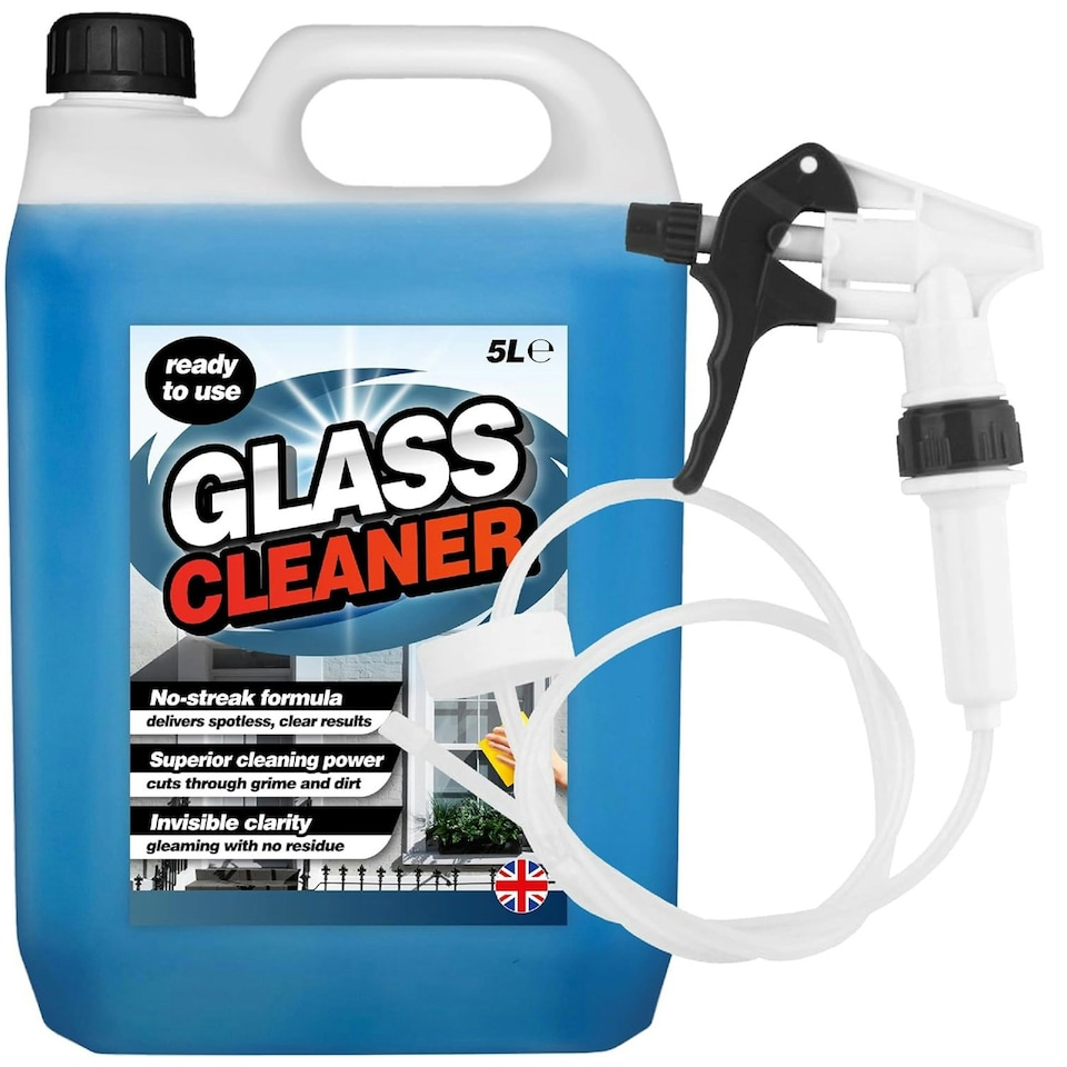 image 1 of 4 x 5 Litre Glass & Window Cleaner With Convenient Long Hose Trigger