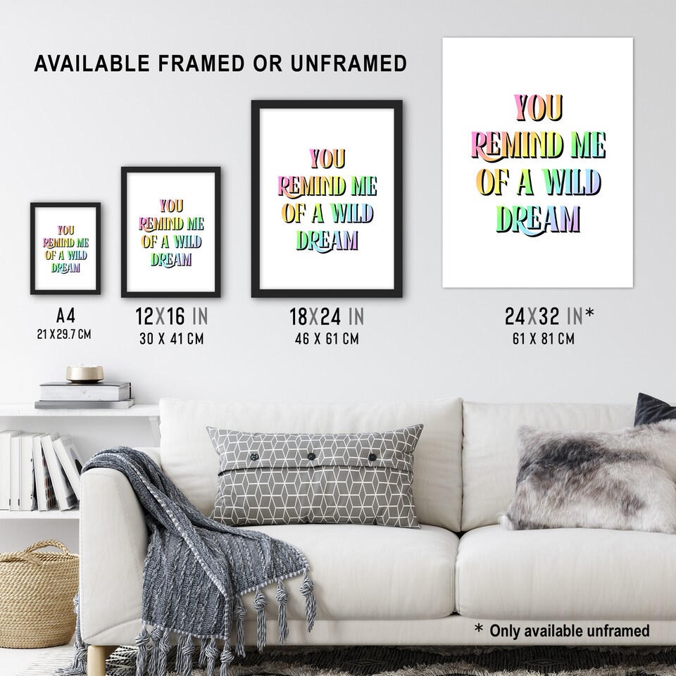 image 1 of You Remind Me Of A Wild Dream Bright Colourful Framed Wall Art Print 12X16 In