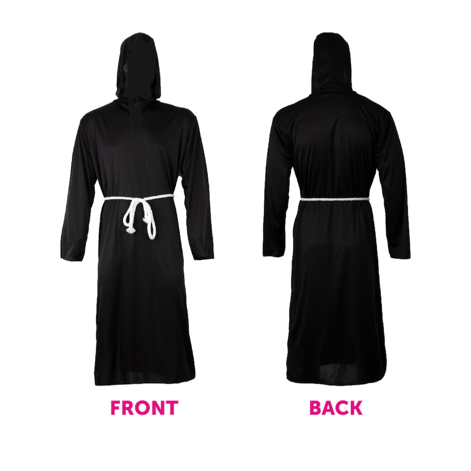 image 1 of Black Monk Costume with Cross & Wig | Black | M