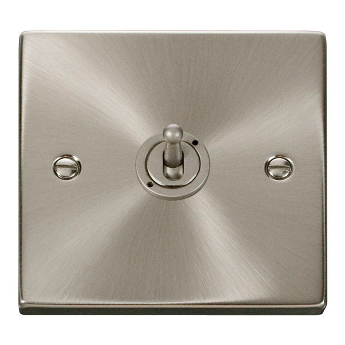 SE Home Satin / Brushed Chrome 1 Gang 2 Way 10AX Toggle Light Switch in Metallic Silver