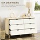 image 4 of HOMCOM Bedroom Chest of Drawers, Wide 6-Drawer Dresser, Storage Drawer Unit with Wood Legs for Living Room, White and Light Brown