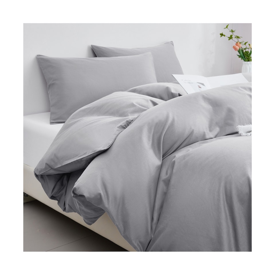 Ezysleep Egyptian Cotton Duvet Cover Set Premium Luxuriously Soft Breathable | Grey