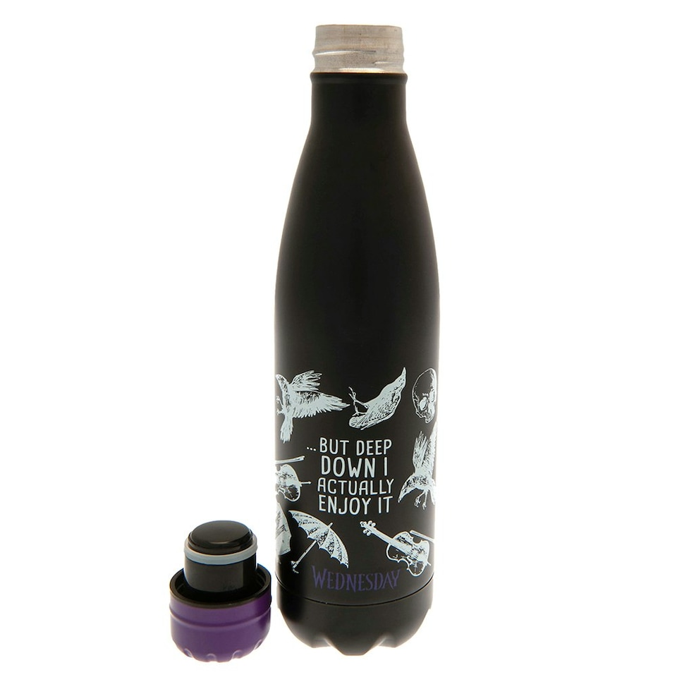 image 1 of Wednesday Stainless Steel Thermal Flask - Matt Black/Purple - One Size