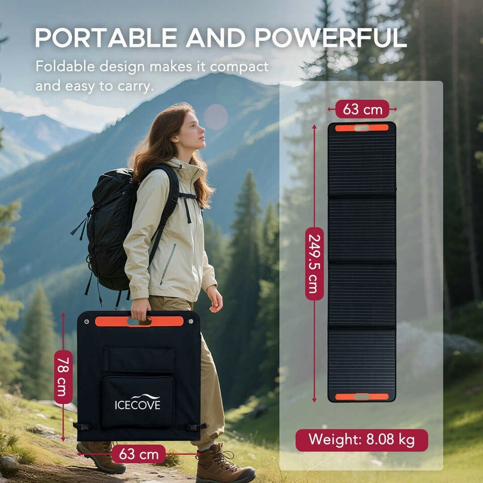 image 1 of Sunjoy Portable Solar Panel, 226W, Folding Design for IceCove Air Conditioner | Black | 630*2490*30MM