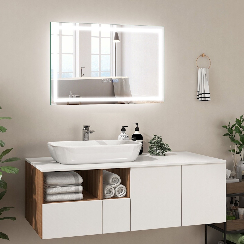 image 1 of COSTWAY 75 x 50 CM LED Lighted Bathroom Mirror Wall Mounted