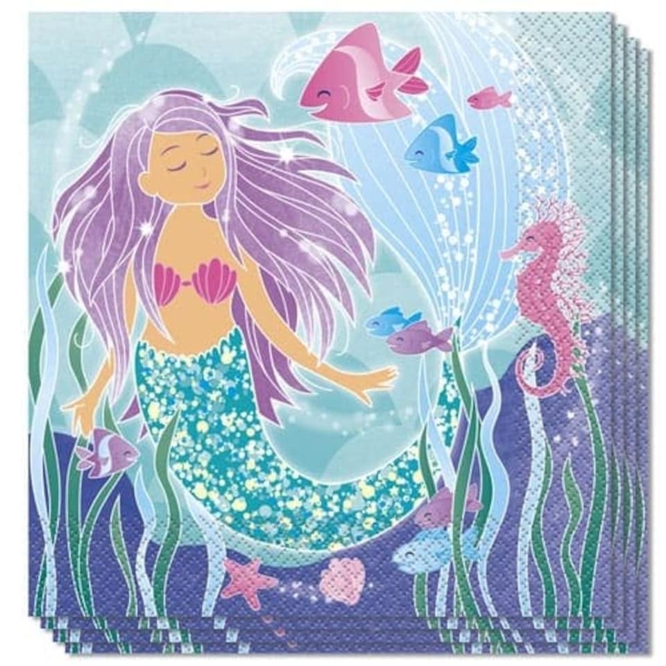 Mermaid Luncheon Napkins 33cm - 2Ply Pack Of 16