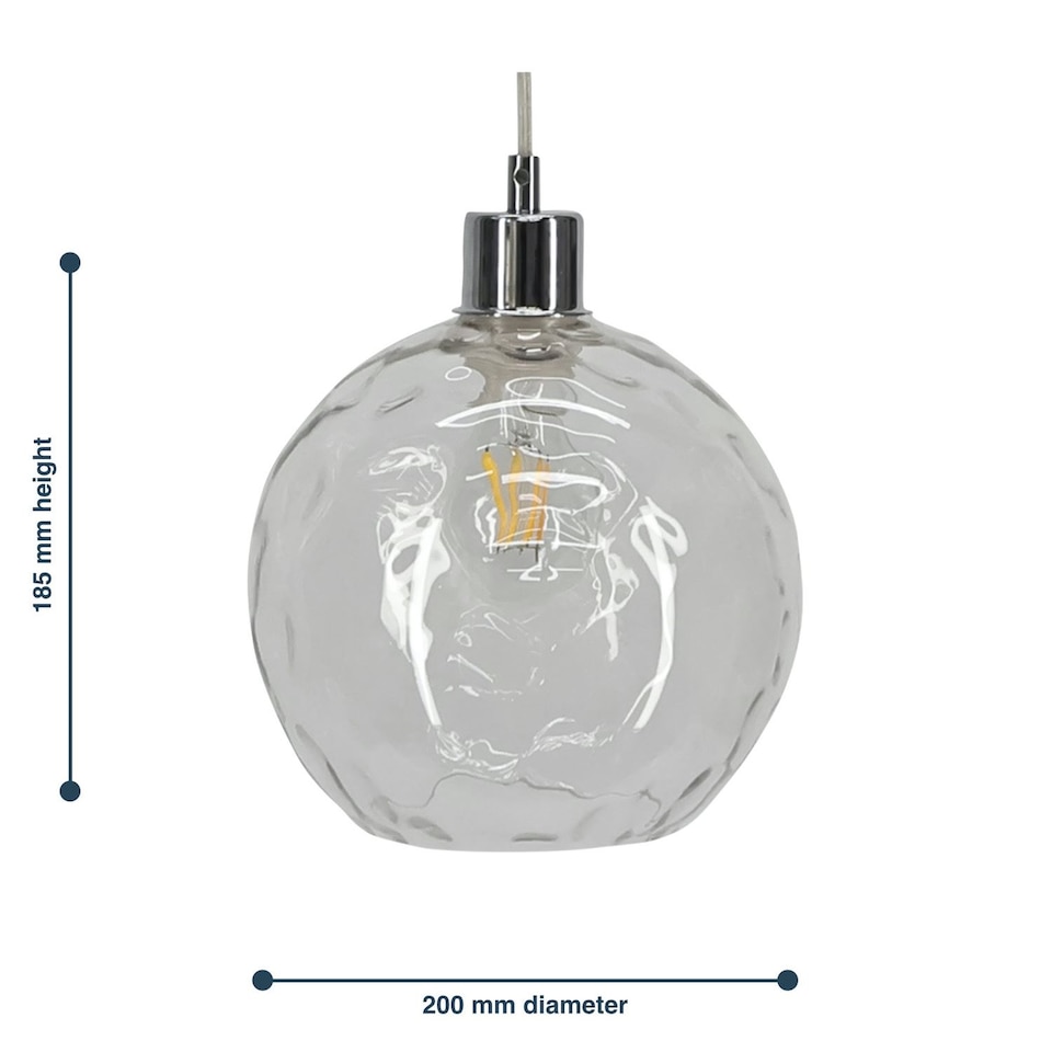 image 1 of Set of 2 Barnum - Clear Dimpled Glass Easy Fit Pendant Shades | Clear | Medium | 2